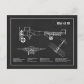 Bleriot XI - Vliegtuigblauwdruk Tekenplannen PD Briefkaart (Voorkant)