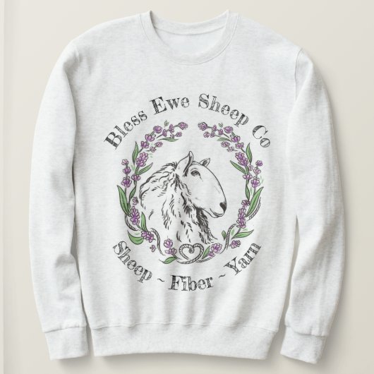 Bless Ewe Sheep Co. Lavender Sheep Logo T-Shirt (Design voorkant)