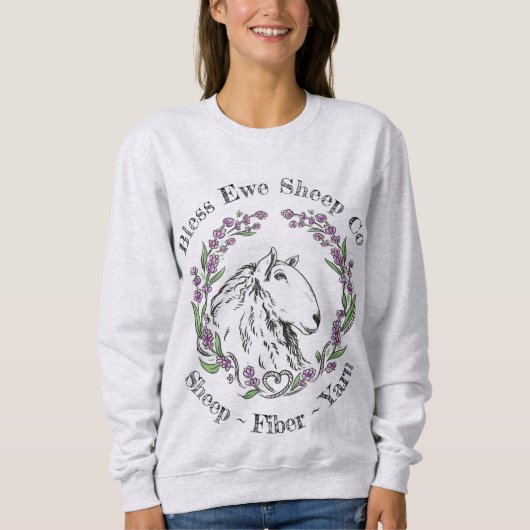 Bless Ewe Sheep Co. Lavender Sheep Logo T-Shirt (Voorkant)