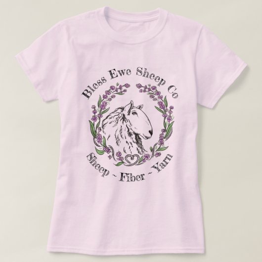Bless Ewe Sheep Co. Lavender Sheep Logo T-Shirt (Design voorkant)