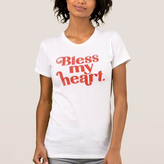 "Bless My Heart" Schattigee en grappige rode typog T-shirt (Voorkant)