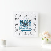 Bless our Farmhouse Vierkante Klok (Huis)