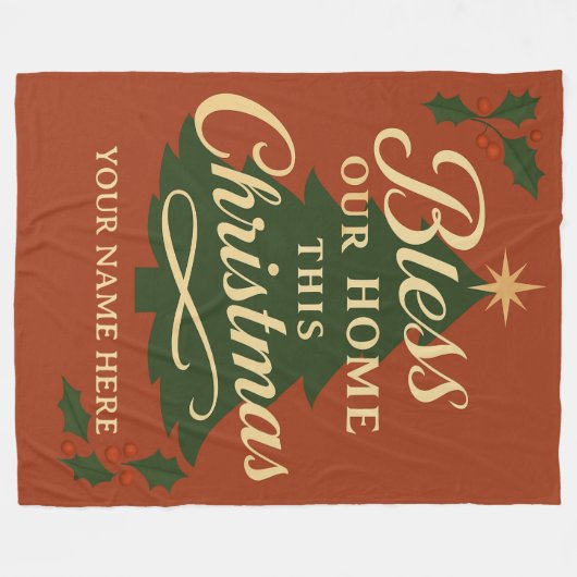 Bless Our Home Christmas Personalized Blanket Fleece Deken (Voorkant (Horizontaal))