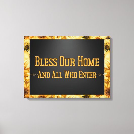 Bless Our Home Floral Wall Art Canvas Afdruk (Voorkant)