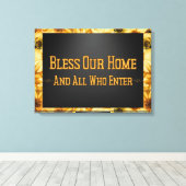 Bless Our Home Floral Wall Art Canvas Afdruk (Insitu (Houten vloer))