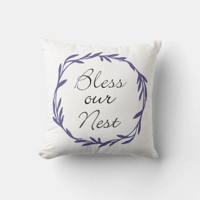 Bless Our Nest with Wreath Throw Pillow Kussen (Voorkant)