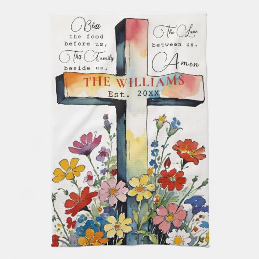 Bless The Food Before Us Prayer Theedoek (Verticaal)