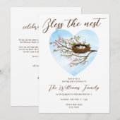 Bless the Nest Faith Baby shower Nesting Party (Bl Kaart (Voorkant / Achterkant)