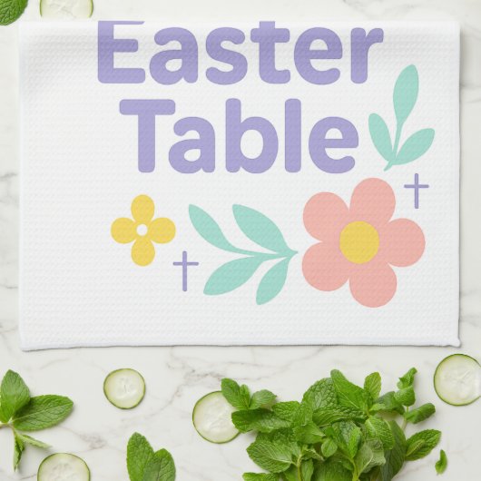 Bless This Easter Table Floral Towel 2026 Theedoek (Gevouwen)
