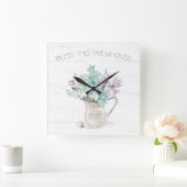 Bless This Farmhouse Vierkante Klok (Huis)