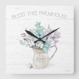 Bless This Farmhouse Vierkante Klok