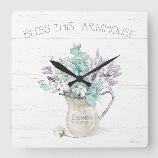 Bless This Farmhouse Vierkante Klok (Voorkant)