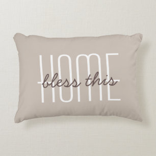 Bless This Home Citaat Tan Maatwerk Decoratie Accent Kussen