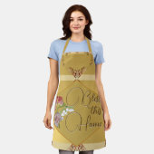 "Bless This Home" Gouden Oker Schort (Gedragen)