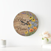 Bless This Home Meadow Butterfly Grote Klok (Huis)