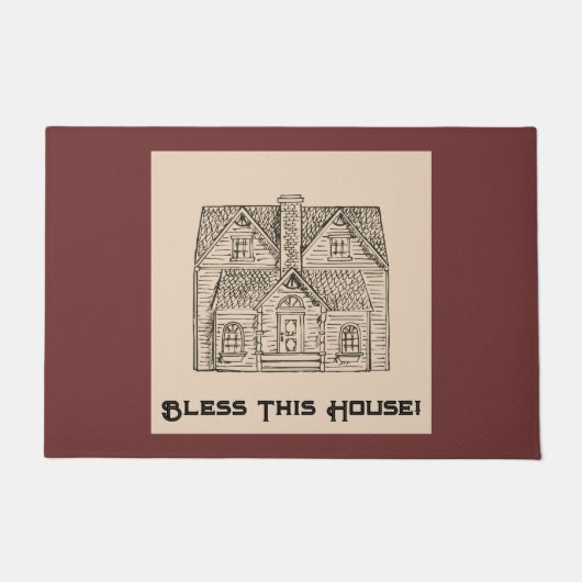 Bless This House met tekst en afbeelding sjablonen Deurmat (Voorkant)