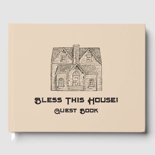 Bless This House met tekst en afbeelding sjablonen Gastenboek (Voorkant)
