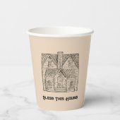 Bless This House met tekst en afbeelding sjablonen Papieren Bekers (Achterkant)