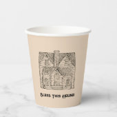 Bless This House met tekst en afbeelding sjablonen Papieren Bekers (Voorkant)