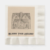Bless This House met tekst en afbeelding sjablonen Servet (Voorkant)