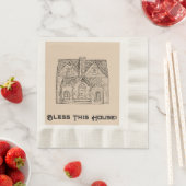 Bless This House met tekst en afbeelding sjablonen Servet (Insitu)