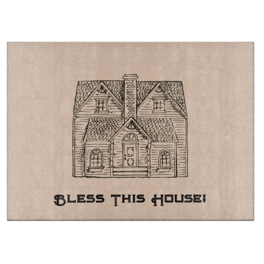 Bless This House met tekst en afbeelding sjablonen Snijplank (Voorkant)