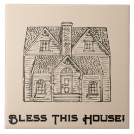 Bless This House met tekst en afbeelding sjablonen Tegeltje