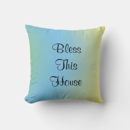Bless this House Pastel Blue Yellow Square Kussen