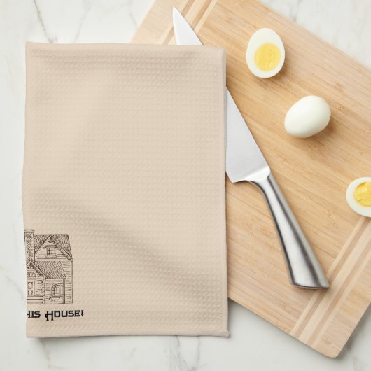 Bless This House w / tekst & afbeelding sjabloon 6 Theedoek (Quarter Fold)