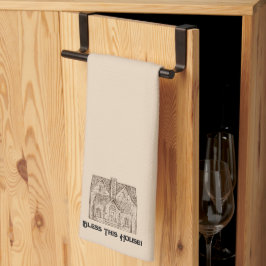 Bless This House w / tekst & afbeelding sjabloon 6 Theedoek