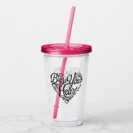 Bless Your Heart Acrylic Cup met stro Acryl Drinkbeker (Achterkant)