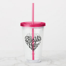 Bless Your Heart Acrylic Cup met stro Acryl Drinkbeker