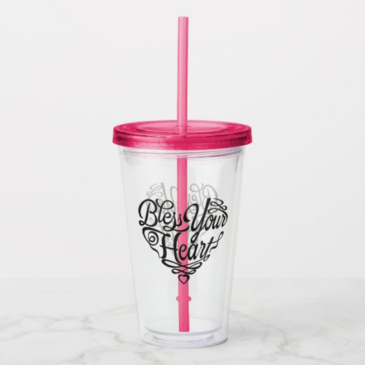 Bless Your Heart Acrylic Cup met stro Acryl Drinkbeker (Voorkant)