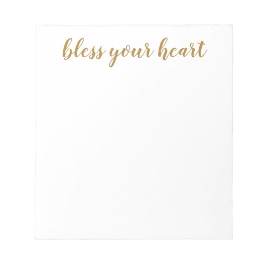 Bless Your Heart Goud Schrift Notitieblok (Voorkant)