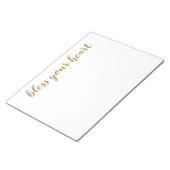 Bless Your Heart Goud Schrift Notitieblok (Schuin)