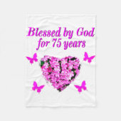 BLESSED 75TH BIRTHDAY FLORAL DESIGN FLEECE DEKEN (Voorkant)