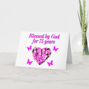 BLESSED 75TH BIRTHDAY FLORAL DESIGN KAART