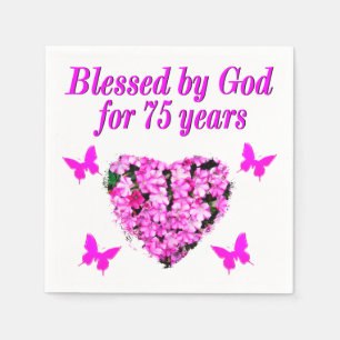 BLESSED 75TH BIRTHDAY FLORAL DESIGN SERVETTEN
