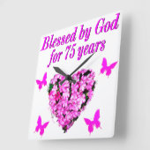 BLESSED 75TH BIRTHDAY FLORAL DESIGN VIERKANTE KLOK (Hoek)