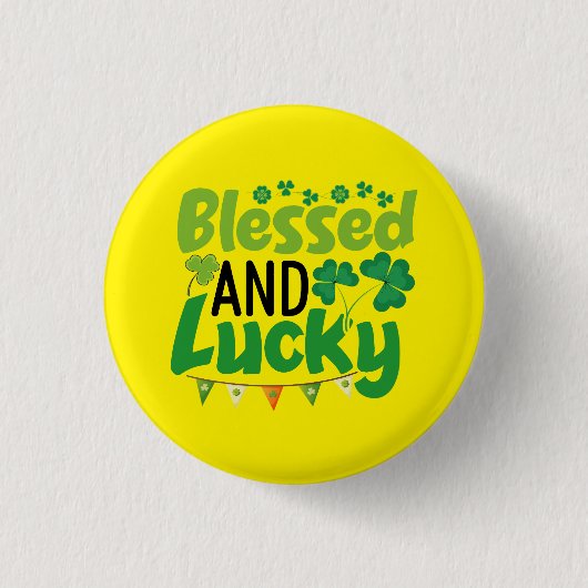 Blessed And Lucky St. Patrick’s Day Design-61103 Ronde Button 3,2 Cm (Voorkant)