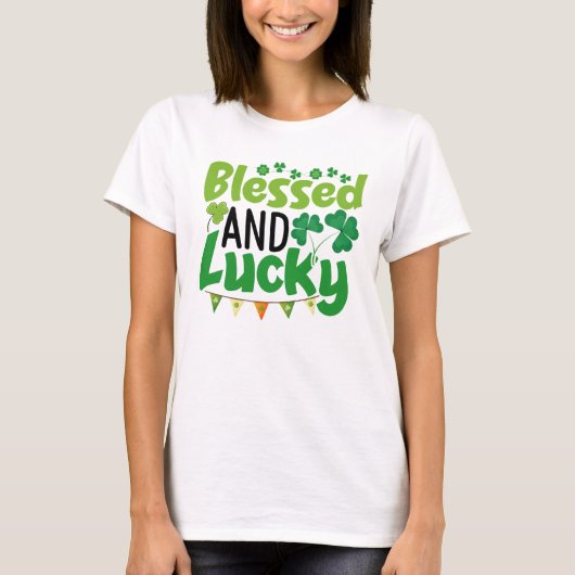 Blessed And Lucky St. Patrick’s Day Design-61103 T-shirt (Voorkant)