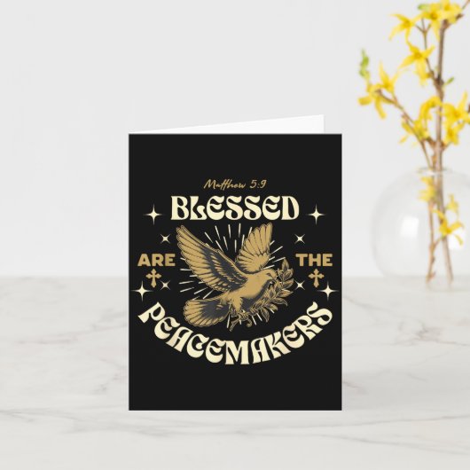 Blessed Are The Peacemakers Matthew 5 9 Christian Kaart (Gele Bloem)