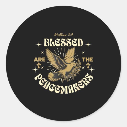 Blessed Are The Peacemakers Matthew 5 9 Christian  Ronde Sticker (Voorkant)