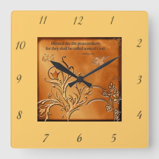 Blessed Are The Peacemakers Wall Clock Vierkante Klok (Voorkant)