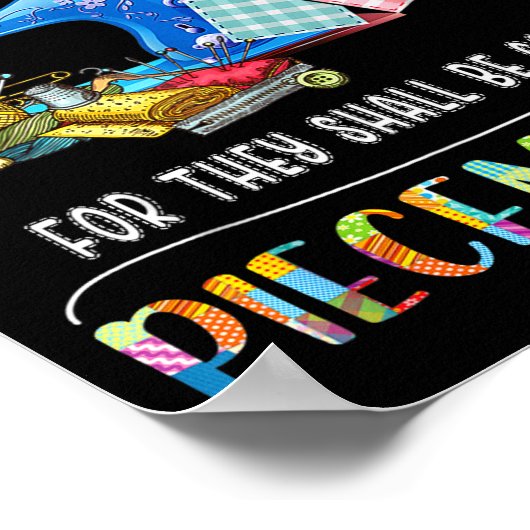 Blessed Are The Quilters Funny Sewing Quote Gift  Poster (Hoek)