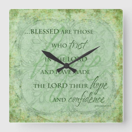 Blessed are Those Who trust in the Lord Clock Vierkante Klok (Voorkant)