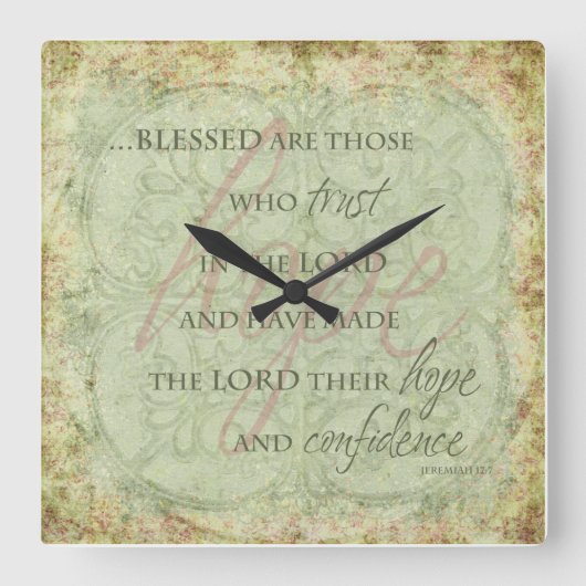 Blessed are Those Who trust in the Lord Clock Vierkante Klok (Voorkant)
