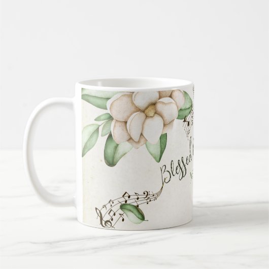'Blessed Assurance' Elegante Magnolia Waterverf Koffiemok (Links)