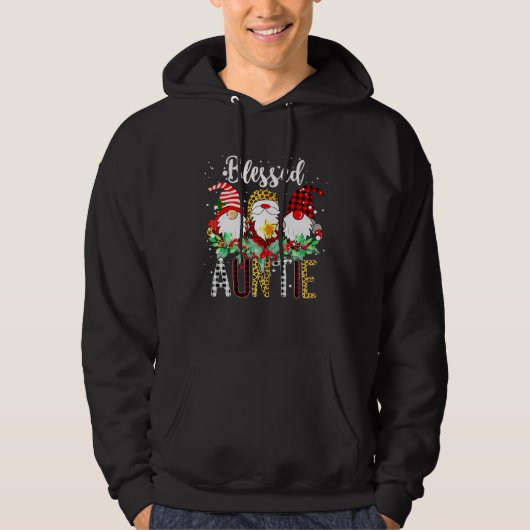 Blessed Auntie Gnomes Christmas Leopard Buffalo Pl Hoodie (Voorkant)