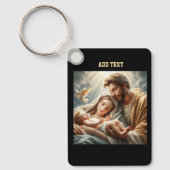Blessed Baby with Angel Parents Aluminum Rectangle Sleutelhanger (Voorkant)